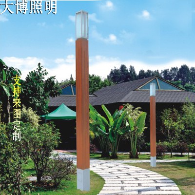 方形LED景观灯特色木纹工艺铝制简约公园庭院景观灯柱厂家批发