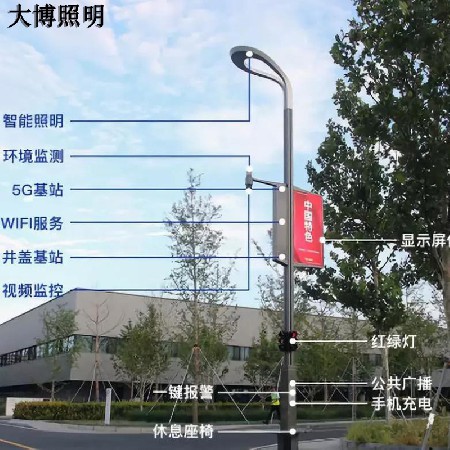 厂家直销智能路灯WIFI充电桩监控广告屏多功能LED智慧路灯城市灯