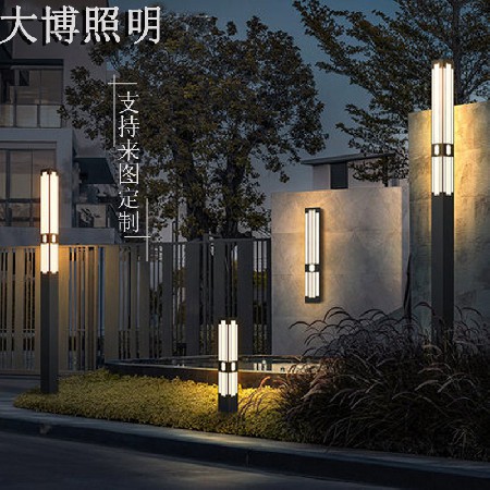 新中式方形景观灯LED庭院灯特色拉丝电镀不锈钢景观灯柱厂家批发