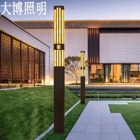 新中式方形景观灯LED庭院灯特色拉丝电镀不锈钢景观灯柱厂家批发