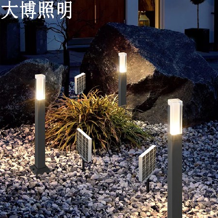 户外LED太阳能草坪灯公园草地照明亮化现代特色小方柱草坪灯批发
