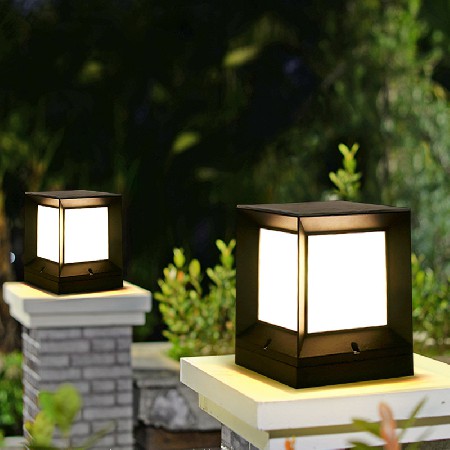 led压铸铝方形柱头灯太阳能市电小区公园围墙庭院草坪灯批发