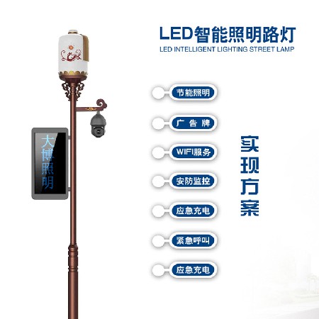 2025新款智能庭院灯LED投影仪充电桩广告屏环境监控WIFI智慧路灯